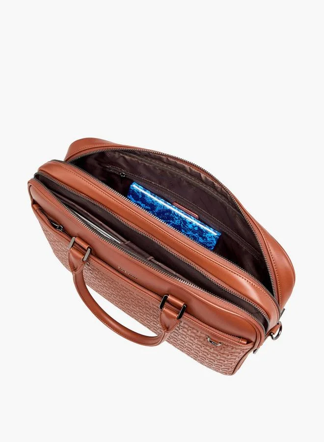 DUCHINI TAN Men Monogram Textured Laptop Bag for Men | Best Price UAE